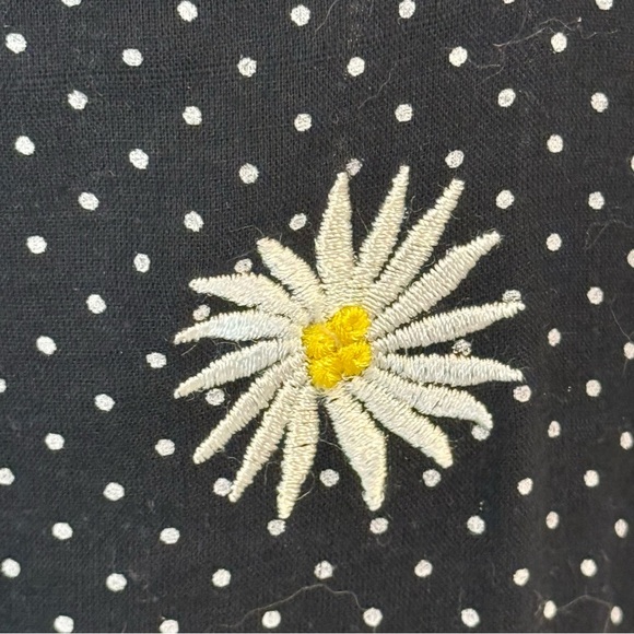 FREE PEOPLE DAISY CHAIN EMBROIDERY FLORAL A-LINE MIDI DRESS BLACK SZ XS BUTTONS - Picture 9 of 13